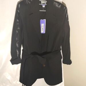 Future Collective Black Blazer with Satin Accents Size Small